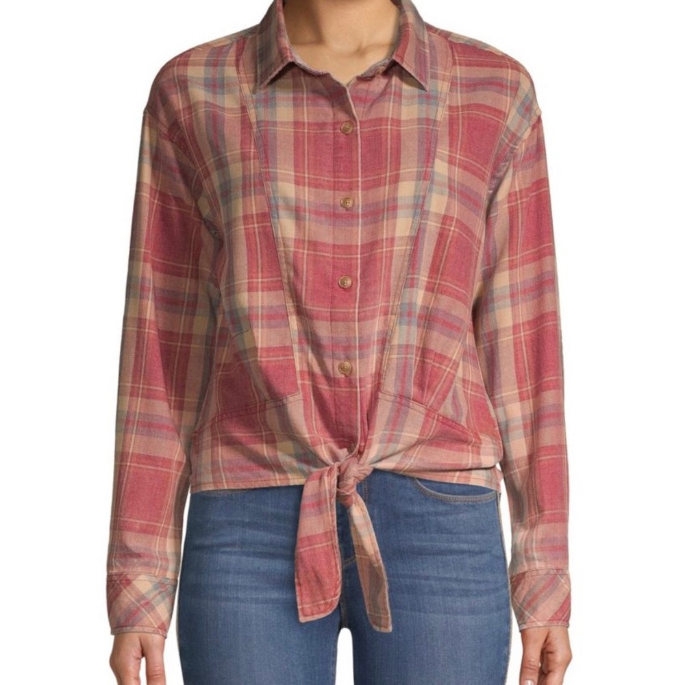 Brand New ✨ C&C California Tie Front Plaid Shirt